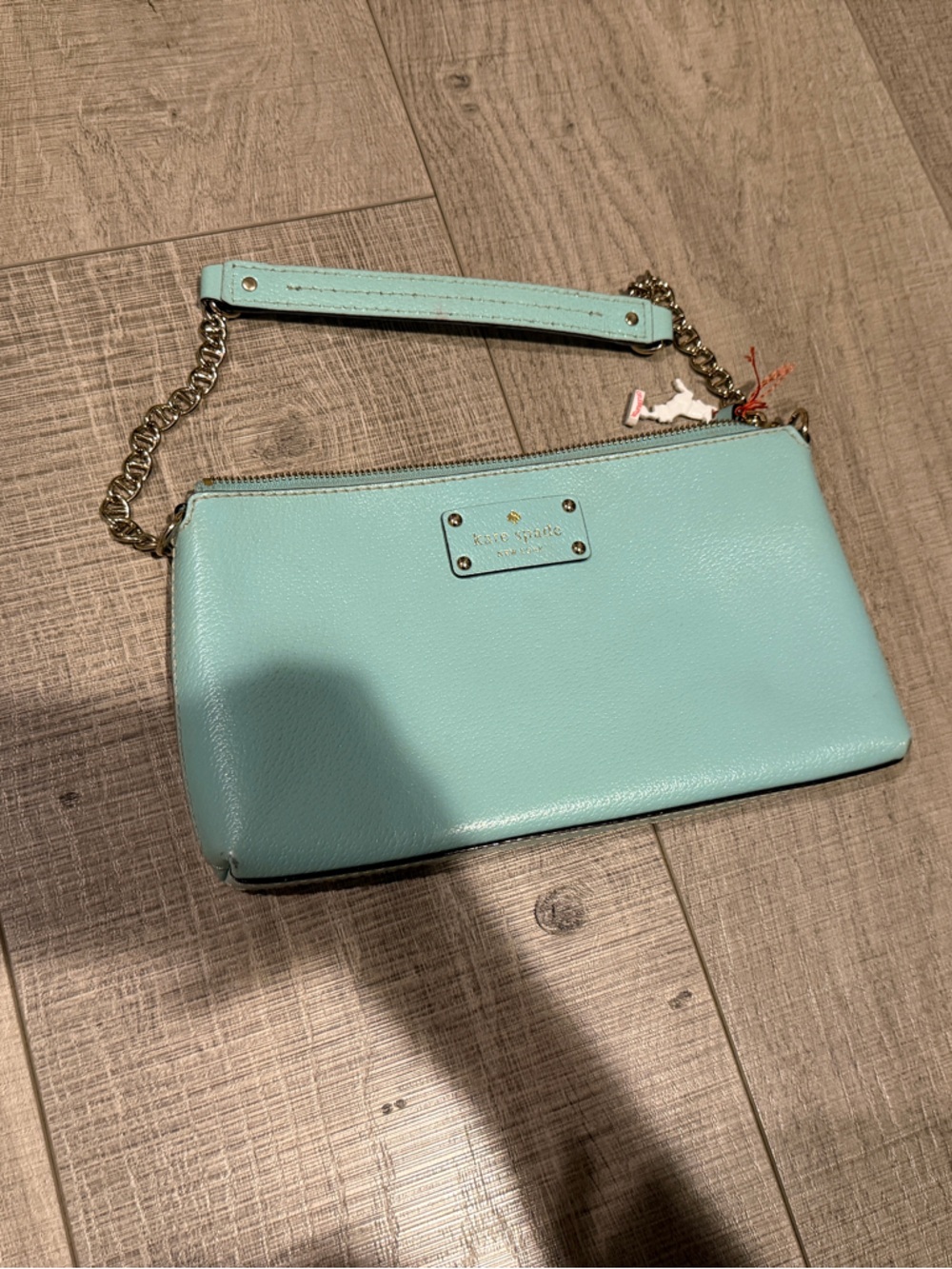 kate spade Seafoam Blue Pebbled Leather Crossbody Wristlet